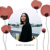 Poppies balloons - Happy Birthday Card